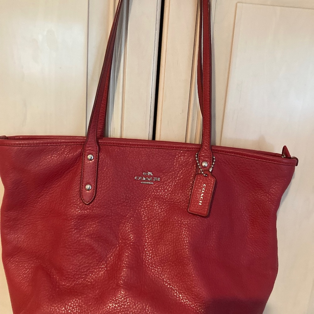 Coach red tote